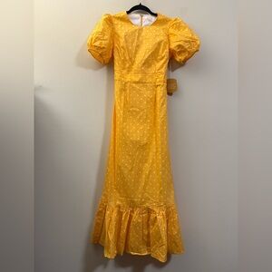 NWT Jo West Venice‎ Yellow Polka Dot Maxi Dress - XS